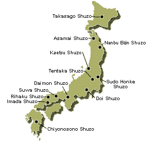 Map of eSake Brewers Selling Sake in the USA